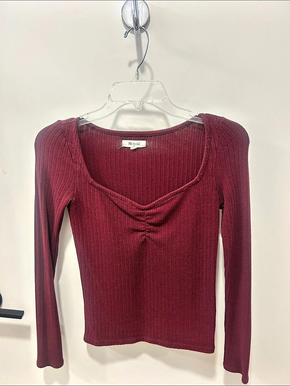 Madewell Ribbed Sweetheart Top Purple XXS